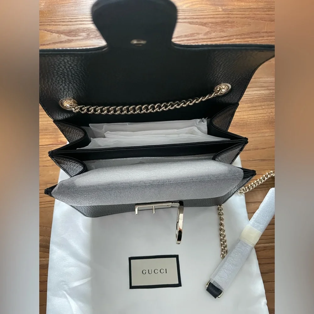 GUCCI Dollar Calfskin Black Interlocking Chain Handbag